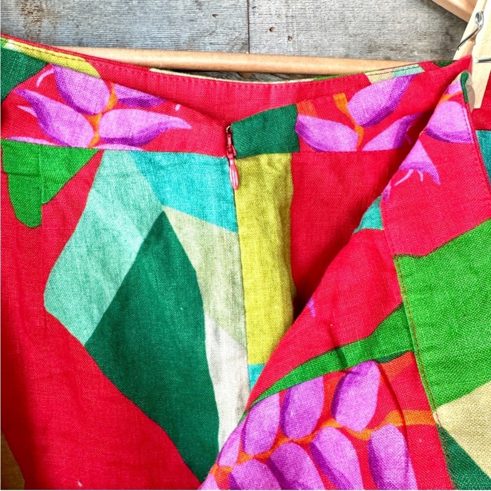 Farm Rio Heliconia Red Floral Print Wide Leg Linen Pants Size Small - Picture 8 of 12